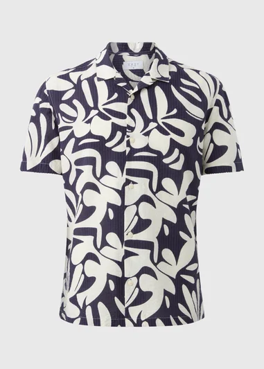 Navy Textured Abstract Shape Shirt