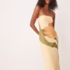 ASOS DESIGN mesh floral placement printed bandeau maxi dress in buttermilk