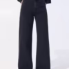 Pull&Bear high waist wide leg jeans in black