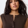 Stradivarius Buttoned knit vest in brown